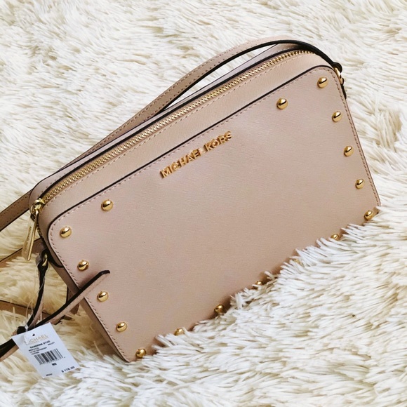 MICHAEL Michael Kors Handbags - MICHAEL KORS LEATHER SANDRINE STUD CROSSBODY BAG